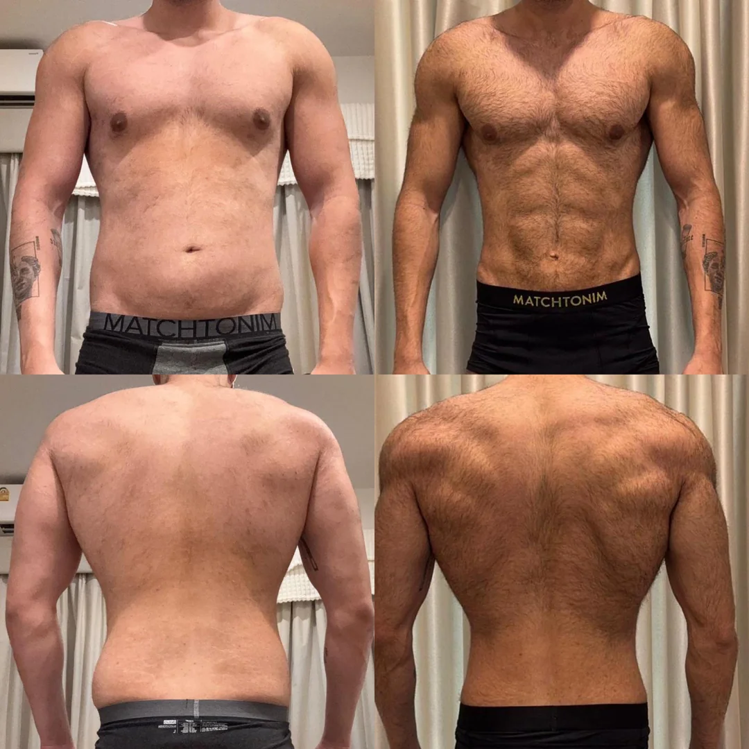 12-week customer progress report showing body composition improvement with retatrutide protocol in Leeds, UK